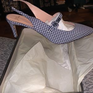 J Crew Colette Navy Blue & White Gingham Size 11